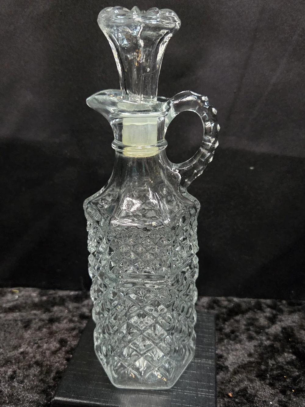 Anchor Hocking Vintage Glass Cruet, Wexford Pattern, w/Stopper, Oil or Vinegar